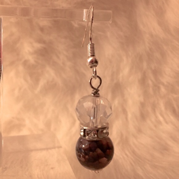 Snakeskin Quartz with Antique Crystal earrings Artesian Handmade - Picture 5 of 6